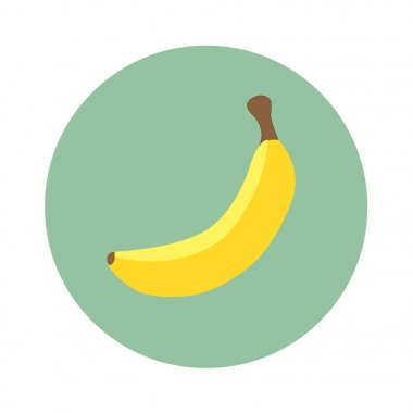 Turkuaz daire içinde bir sarı muz. Düz tasarım. Vektör