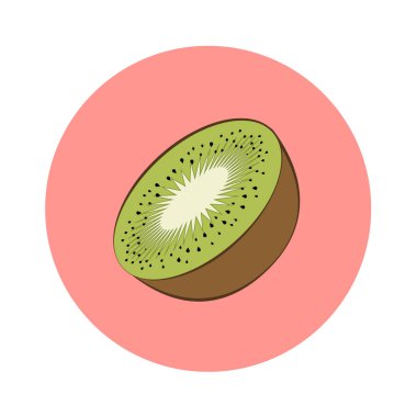 Kivi pembe daire içinde dilim. Düz tasarım. Vektör