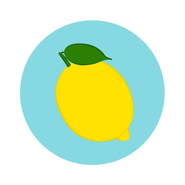 Fresh lemon fruit in blue circle. flat design. vector — Stock Vector