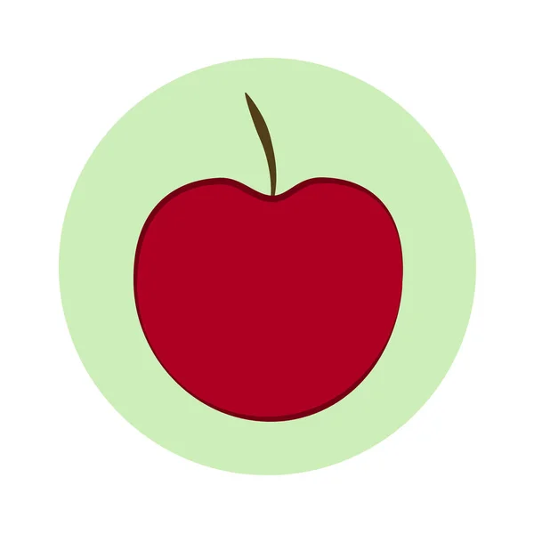 Roter Apfel in hellgrünem Kreis. flache Bauweise. Vektorillustration — Stockvektor