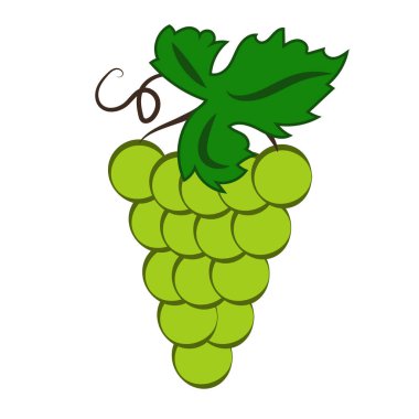 Gıda uygulamalar ve Web siteleri için yaprak düz renk simge ile yeşil şarap üzüm demet