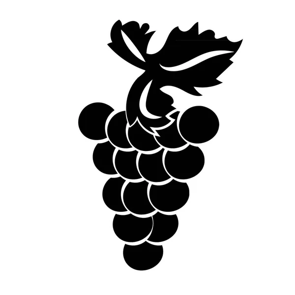 Massa vin druvor med blad platt svart siluett ikon för mat appar och webbplatser — Stock vektor
