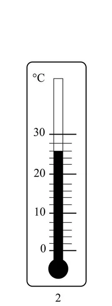 Thermometer-Symbol. Vektor. Celsiusskala. Messung der heißen und kalten Temperatur. 26 Grad Celsius — Stockvektor