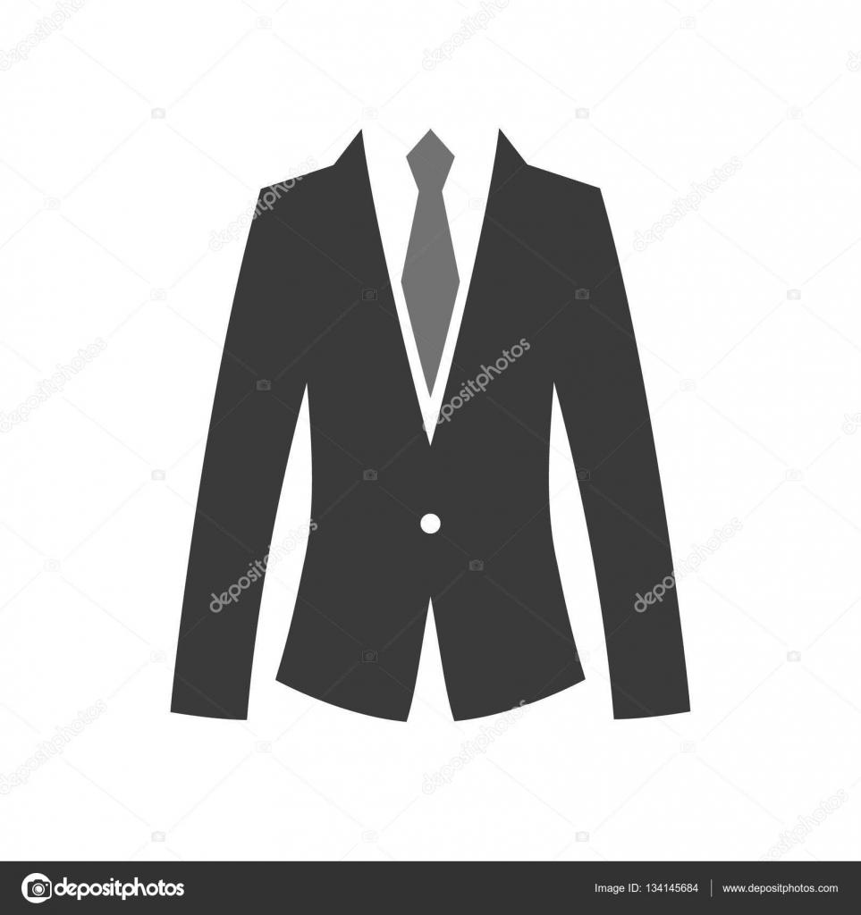 Flat suit and tie icon for web. Simple gentlemen silhouette