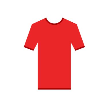 Kırmızı tshirt basit simgesi. Şeritler kontur, Mockup tasarım ile kısa kollu tişört. Basitleştirilmiş gömlek. Web hazır şablon vektör çizim.