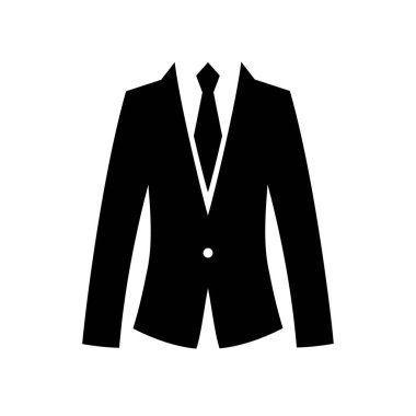 Takım elbise düz ve web için simge kravat. Beyaz arka plan üzerinde izole basit beyler siluet. Sembol işadamı siyah office kostüm. Peki moda çalışma tarzı arıyorum patron.