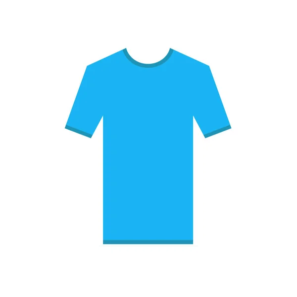 Tshirt azul claro ícone simples. T-shirt manga curta com fitas de contorno, Mockup para design. Camisa simplificada. Web pronto Modelo de ilustração vetorial . — Vetor de Stock