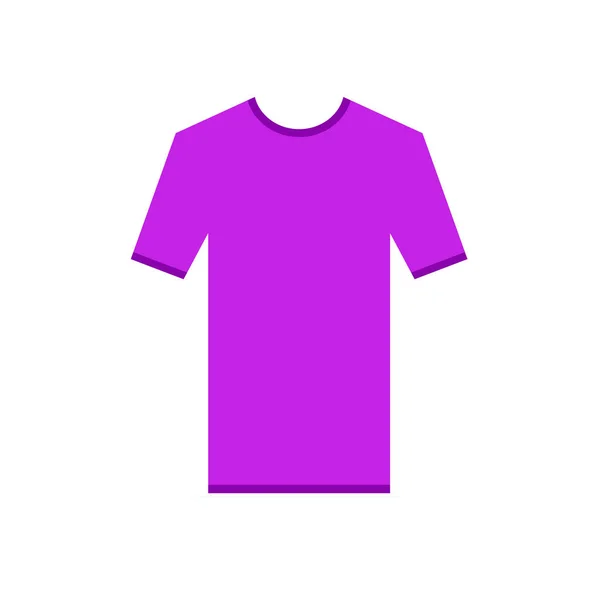 Fuchsia tshirt rosa roxo ícone simples. T-shirt manga curta com fitas de contorno, Mockup para design. Camisa simplificada. Web pronto Modelo de ilustração vetorial . — Vetor de Stock