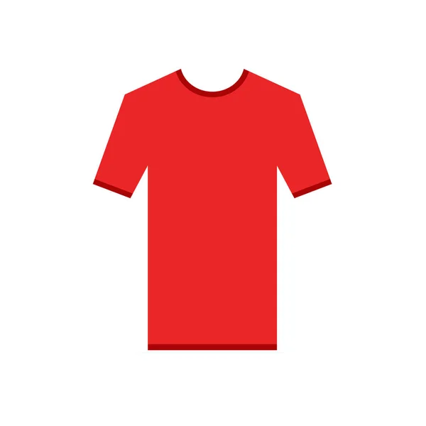 Tshirt vermelha Ícone simples. T-shirt manga curta com fitas de contorno, Mockup para design. Camisa simplificada. Web pronto Modelo de ilustração vetorial . — Vetor de Stock