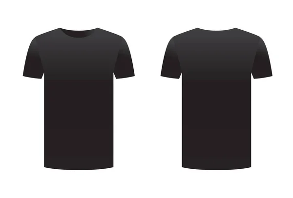 Μαύρο t-shirt πουκάμισο πρότυπο απομονώνονται σε λευκό φόντο εμπρός και πίσω σχέδιο κοντό μανίκι. Διάνυσμα εκτύπωσης έτοιμα ενδύματα αθλητισμού. Άνδρες, γυναίκες ή unisex σχεδιασμό. Διαφήμιση φόρεμα. — Διανυσματικό Αρχείο