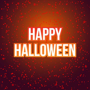 Mutlu Cadılar Bayramı tebrik kartı kanlı yazı tükürüyor. Korkunç kartpostal veya invititaion Cadılar Bayramı tatil için. Turuncu ve kırmızı karanlık korku arka plan. Vektör tasarım çizim Eps10.