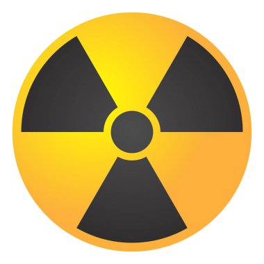 Vektör çizim toksik işaret, sembol. Radyoaktif bölge üçgen simgesini uyarı radyoaktivite tehlikeli radyasyon alan sarı sembol siyah beyaz arka plan üzerinde izole. Kimya zehir uçak 3d mark.