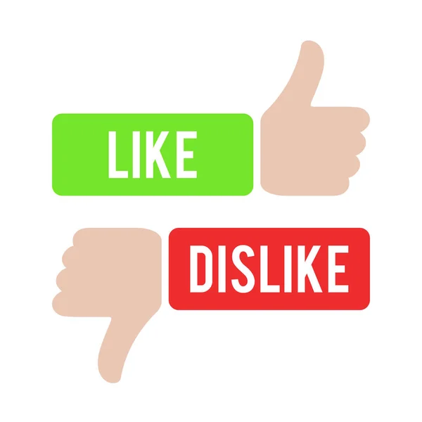 Thumbs up and thumbs down, like and dislike concept. Love, hate, for against, true, false, yes, no. Red and green design. Illustration symbol of hand success or fail. Social icon. — Stock Vector