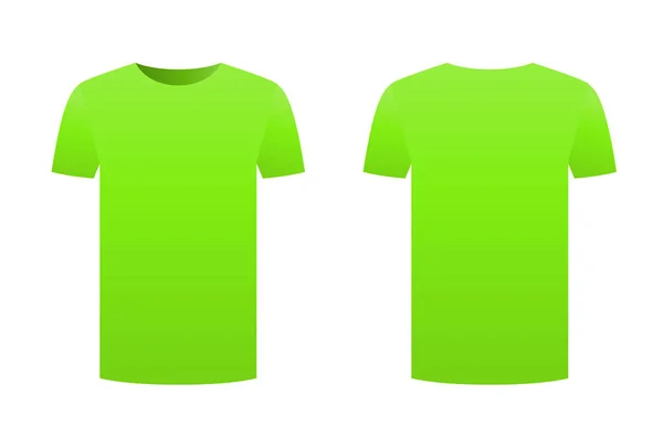 Grünes T-Shirt Template Shirt isoliert auf weißem Hintergrund vorne und hinten Design Kurzarm. Sport Print ready Kleidung Vektor. Männer, Frauen oder Unisex-Design. Werbekleid. leere saubere Vorlage. — Stockvektor