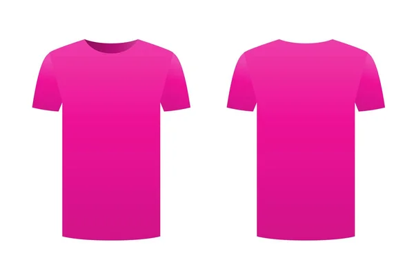 Φούξια μωβ t-shirt πουκάμισο πρότυπο απομονώνονται σε λευκό φόντο εμπρός και πίσω σχέδιο κοντό μανίκι. Αθλητισμός εκτύπωση έτοιμα ενδύματα διάνυσμα άντρες, γυναίκες ή unisex σχεδιασμού. Διαφήμιση κενό καθαρή πρότυπο — Διανυσματικό Αρχείο