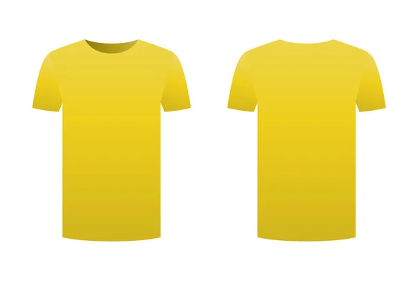 Camiseta con plantilla de camiseta amarilla aislada sobre fondo blanco diseño delantero y trasero manga corta. Deporte de impresión vectores de ropa listo. Diseño de hombres, mujeres o unisex. Anuncio vacío plantilla limpia . — Vector de stock