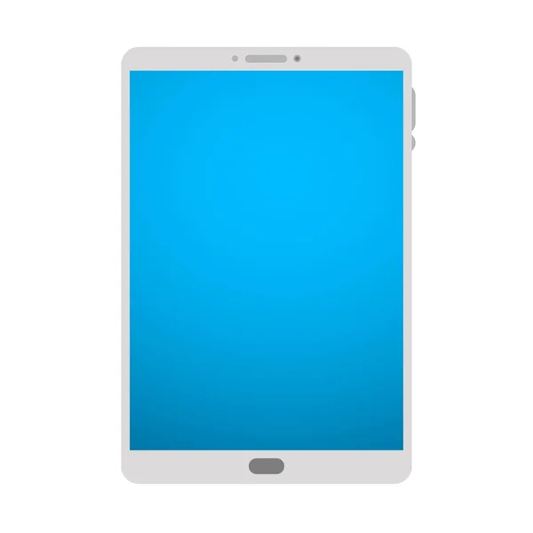 Computador tablet. Branco quadro vetor tablet PC isolado no branco. Mesa de pc inteligente cinza isolada no fundo branco com tela de gradiente azul . —  Vetores de Stock