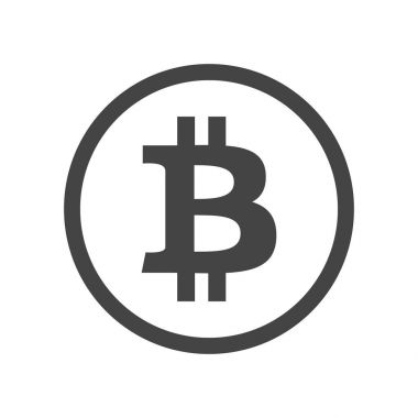 İnternet parası için Bitcoin simgesi. Web projelerinde veya mobil uygulamalarda kullanmak için kripto para birimi sembolü ve para resmi. Engelleme zinciri tabanlı güvenli kripto para birimi. İzole vektör illüstrasyonu.