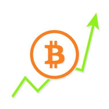 Bitcoin kavramı online fon ve bitcoin ve blockchain için yatırımlarına illüstrasyon vektör. Yeni teknolojinin düz tasarım.