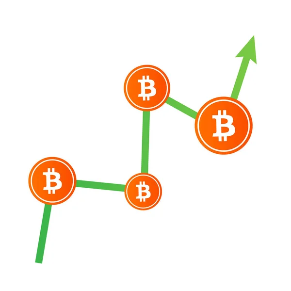 Bitcoin concept vectoriel illustration du financement en ligne et de faire des investissements pour Bitcoin et blockchain. Conception plate de la nouvelle technologie. Graphique soulevant Bitcoin . — Image vectorielle