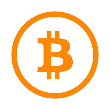 İnternet parası için Bitcoin simgesi. Web projelerinde veya mobil uygulamalarda kullanmak için kripto para birimi sembolü ve para resmi. Engelleme zinciri tabanlı güvenli kripto para birimi. İzole vektör illüstrasyonu.