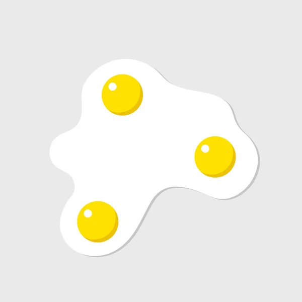 Fried egg isolated on yellow background. Fried egg flat icon. Fried egg closeup — Stock Vector