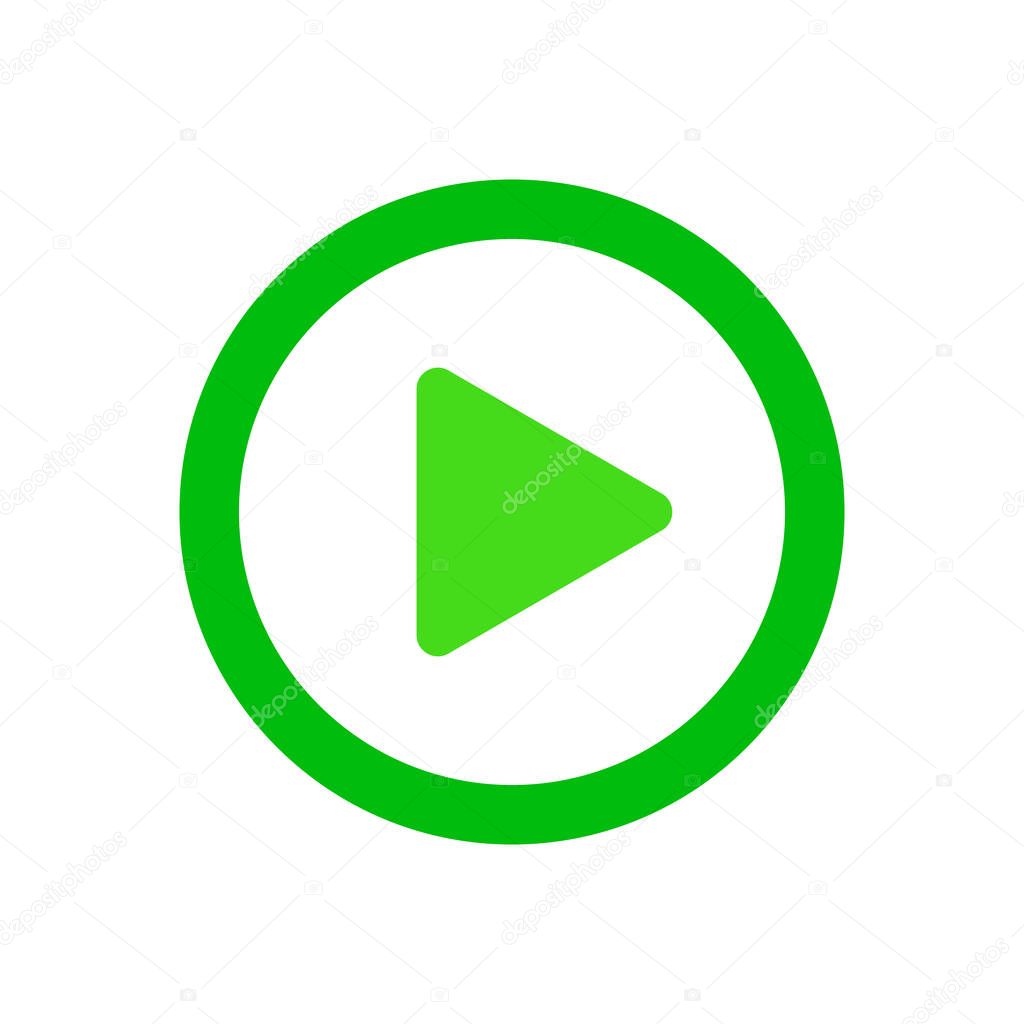 Play Icon illustration. Vector. Green icon on transparent background