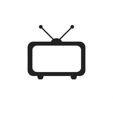 Gri arka plan üzerinde izole trendy düz tarzı TV simgesi. Web sitesi tasarımı, logo, app, kullanıcı arabirimi için televizyon sembolü. Vektör çizim, Eps3