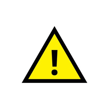 Sarı renk üçgen uyarı uyarı uyarı işareti illüstrasyon izole beyaz arka plan üzerinde vektör. Dikkatli ol, yok, sembol ve web simgesi durdur