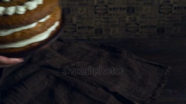 Kremalı havuçlu kek. Ev yapımı pasta tatlı. Tatlı pasta tatlı