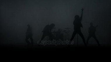 Rock müzik konseri. Rock grubu siluet müzik konser gerçekleştirmek
