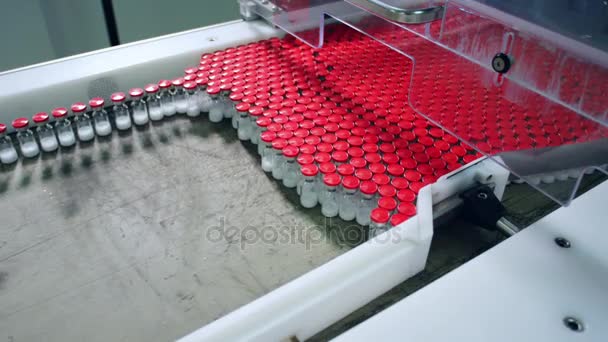 Botol medis lini produksi. Jalur manufaktur farmasi — Stok Video