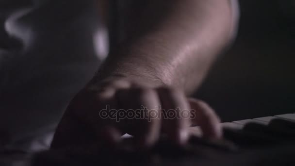 Hand playing piano. Male hand piano play. Musical instrument playing — Stock Video