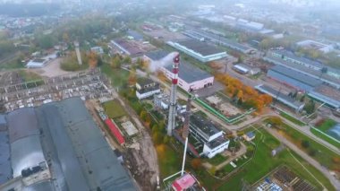 Üretim alanında sanayi kenti. Arial görünümü park üretim tesisi