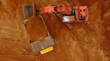 Kum iş havadan görünümü. Makine kum, benim çıkarım. Araştırma kum havadan görünümü