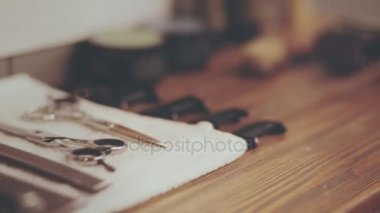 Berber araçları. Aksesuarlar berber. Kuaför aksesuarları