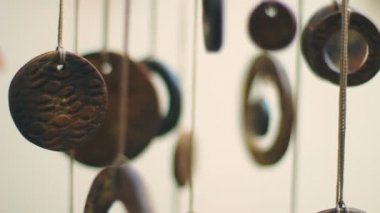 Antik Çin paraları closeup kapalı astı. Feng shui muska