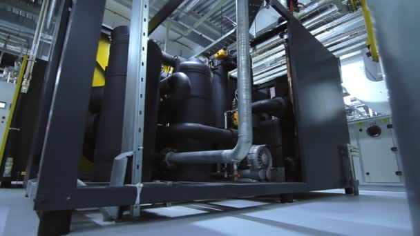 Industrial factory equipment. Chemical factory interior. Industrial facility — Stock Video