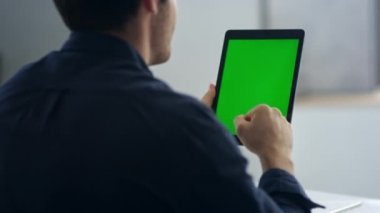 Cheerful businessman making hi and like gestures. Business man having video call