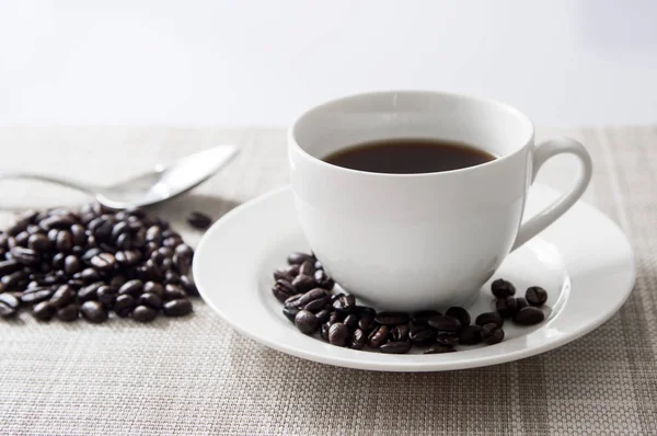 Black coffee in white cup — Stock Photo, Image