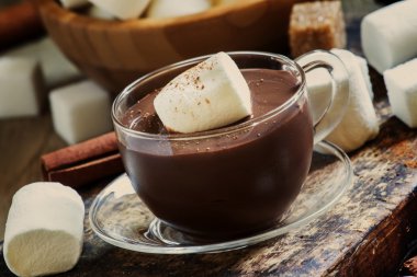 Çikolata Fincan, vintage ahşap arka plan