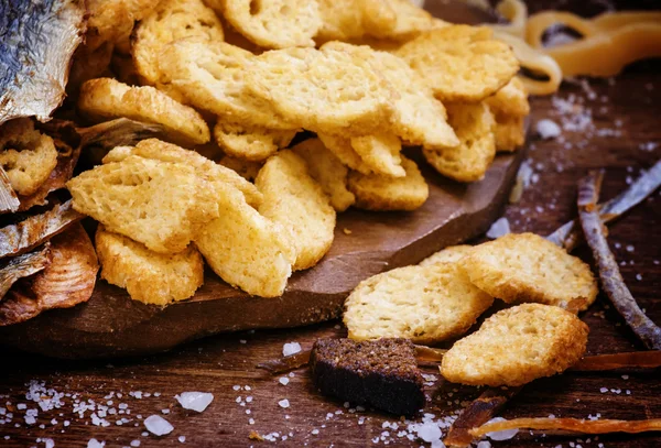 Salty rusks from white baguette — Stock Photo, Image