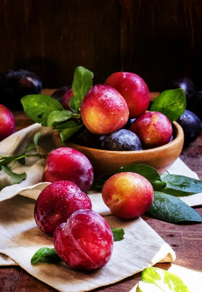 Red plums, selective focus