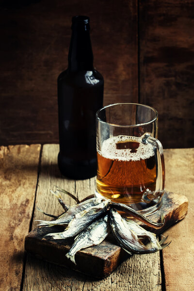 dried roach and beer