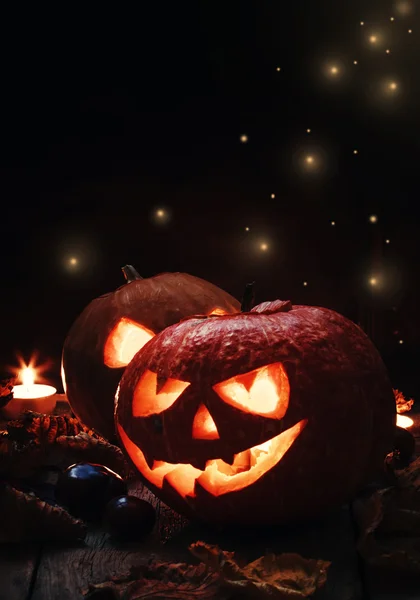 Två Halloweenpumpor Jack-o-Lantern — Stockfoto
