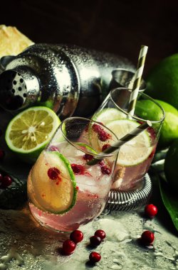 Limonata limon, kızılcık, şeker şurubu ve buz ile 