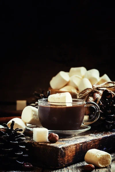 Flüssige Schokolade mit Marshmallows — Stockfoto