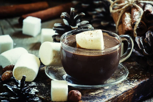Flüssige Schokolade mit Marshmallows — Stockfoto