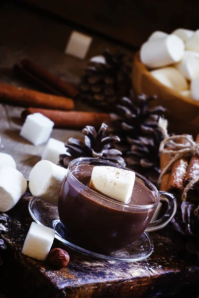 Coklat cair dengan marshmallow — Stok Foto