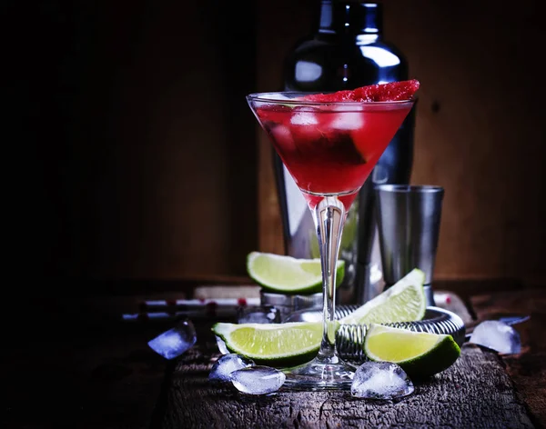 Cóctel alcohólico con sandía, vodka, ginger ale y hielo — Foto de Stock